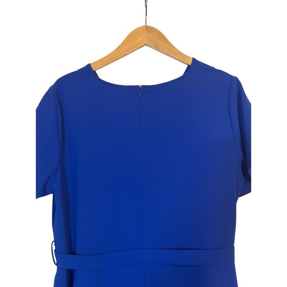 Faux Wrap Women's Short Sleeve Tie Waist Dress Boho Party Size XL Blue NWOT - Picture 8 of 10
